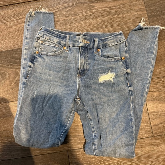 Express Light Blue Distressed Skinny Jeans - Picture 2 of 5